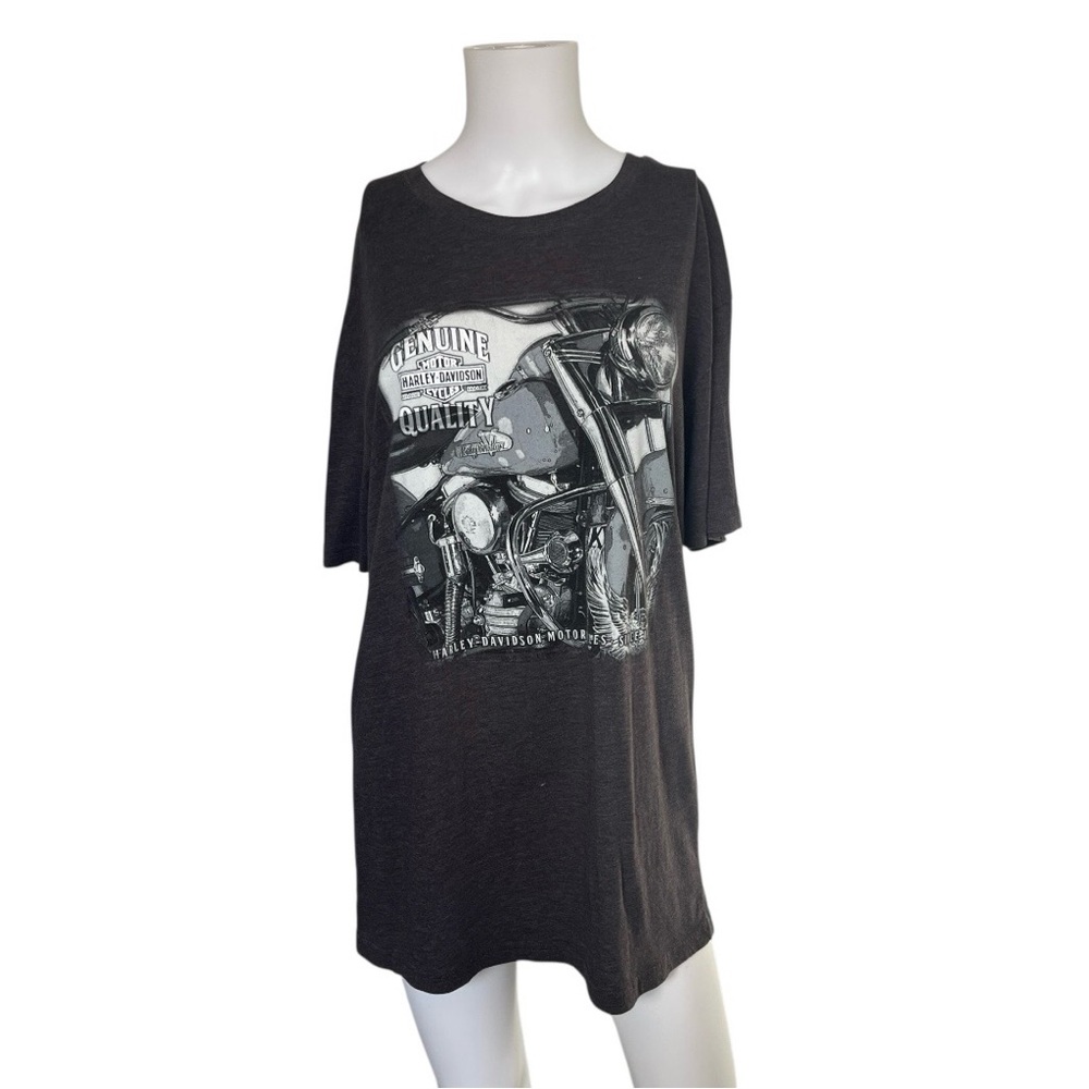 Harley Davidson St Charles Gray Graphic T-shirt Motorcycle Size Large L